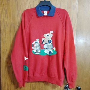 Vintage Jerzees Sweatshirt XL Golf Golfer Made In USA Red Bear